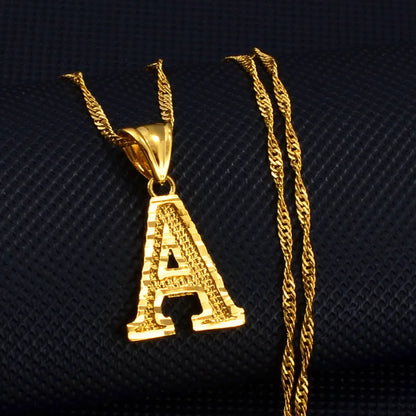 Anniyo A-Z Small Letters Necklaces Women/Girl Gold Color Initial Pendant Thin Chain English Letter Jewelry Alphabet  #058002