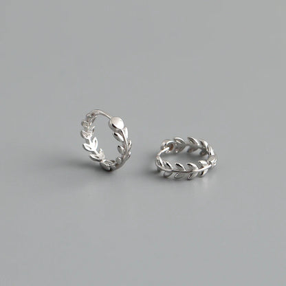 WANTME 925 Sterling Silver Minimalist 18k Gold Plated Leaf Stud Earrings for Women Charm Teen Party Jewelry Ear Buckle Female