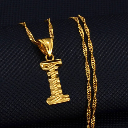 Anniyo A-Z Small Letters Necklaces Women/Girl Gold Color Initial Pendant Thin Chain English Letter Jewelry Alphabet  #058002