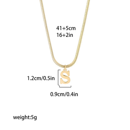 Stainless Steel Flat Snake Chains with A-Z Initial Pendant Necklace for Women Gold Color Alphabet Letter Necklace Collar Jewelry