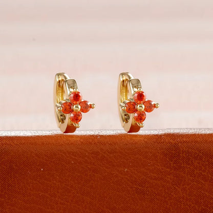 Fashion 6/8/10mm Stainless Steel Zircon Flower Hoop Earring Small Gold Color Circle Hoops Huggie Piercing Earring Trendy Jewelry