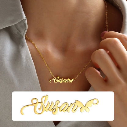Customized Name Necklace For Women, Adjustable Chain Paperclip/ Curb / Cable/ Figaro Link, Gold Plated Personalized Gift