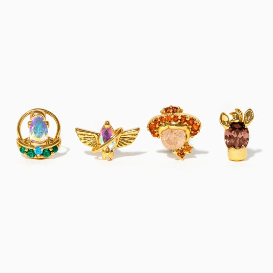 MIGGA 4pcs Mix and Match Cartoon Toy Stud Earrings Set Gold/Silver Color Plated Cubic Zircon Jewelry