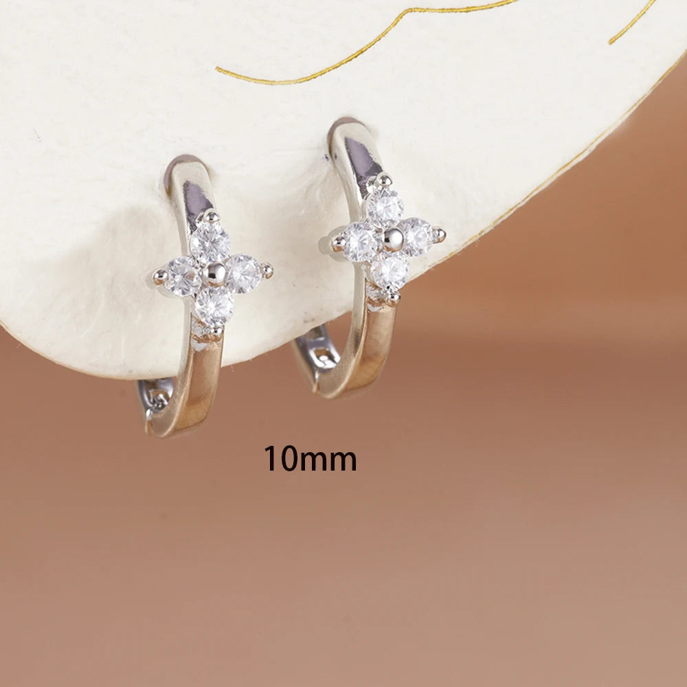 Fashion 6/8/10mm Stainless Steel Zircon Flower Hoop Earring Small Gold Color Circle Hoops Huggie Piercing Earring Trendy Jewelry