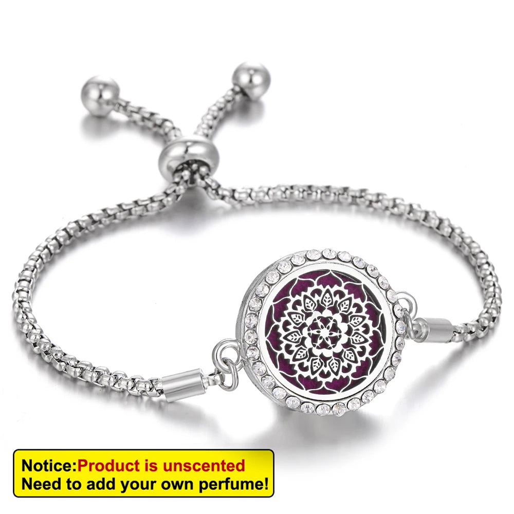 Aromatherapy Bracelet Diffuser Jewelry Tree of Life Locket Bracelets Crystal Perfume Essential Oil Diffuser Bracelet Women Men