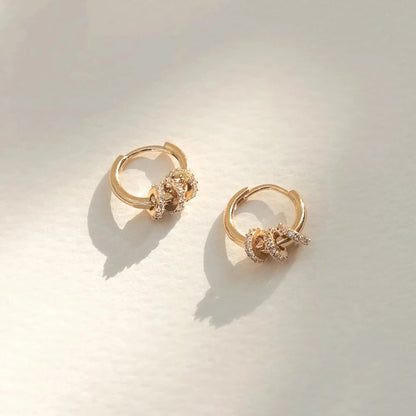 Trendy Small Round Gold Color Stainless Steel Huggies Hoop Earrings for Women Zirconia CZ Triple Gear Charm Earrings Ear Buckle