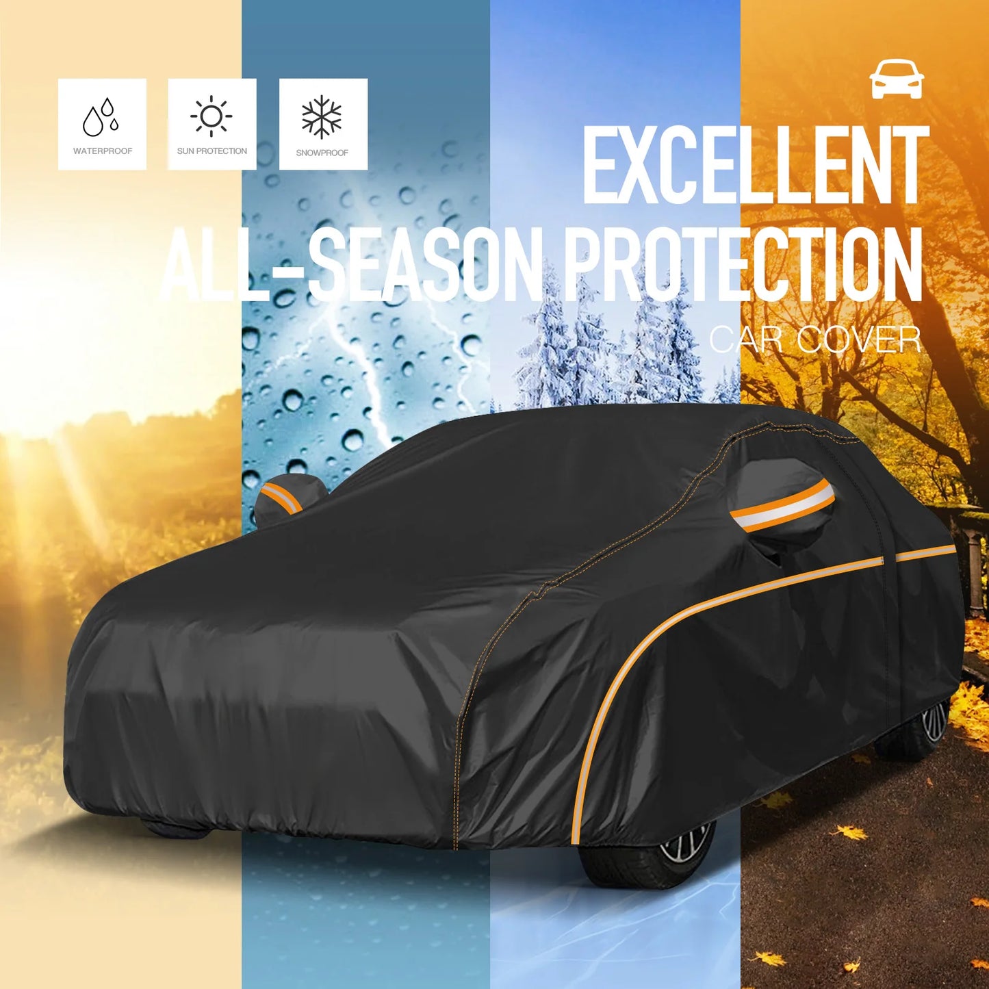 Car Cover Outdoor Waterproof UV Snow Dust Resistant Black 210D For For BMW 325i 328i Universal Auto Exterior Styling L/XL/XXL