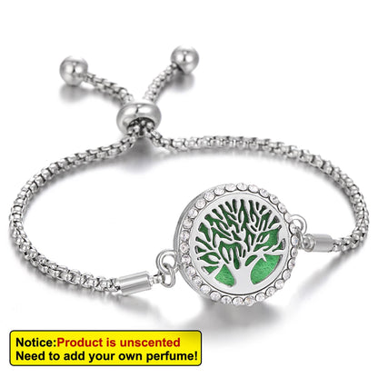 Aromatherapy Bracelet Diffuser Jewelry Tree of Life Locket Bracelets Crystal Perfume Essential Oil Diffuser Bracelet Women Men