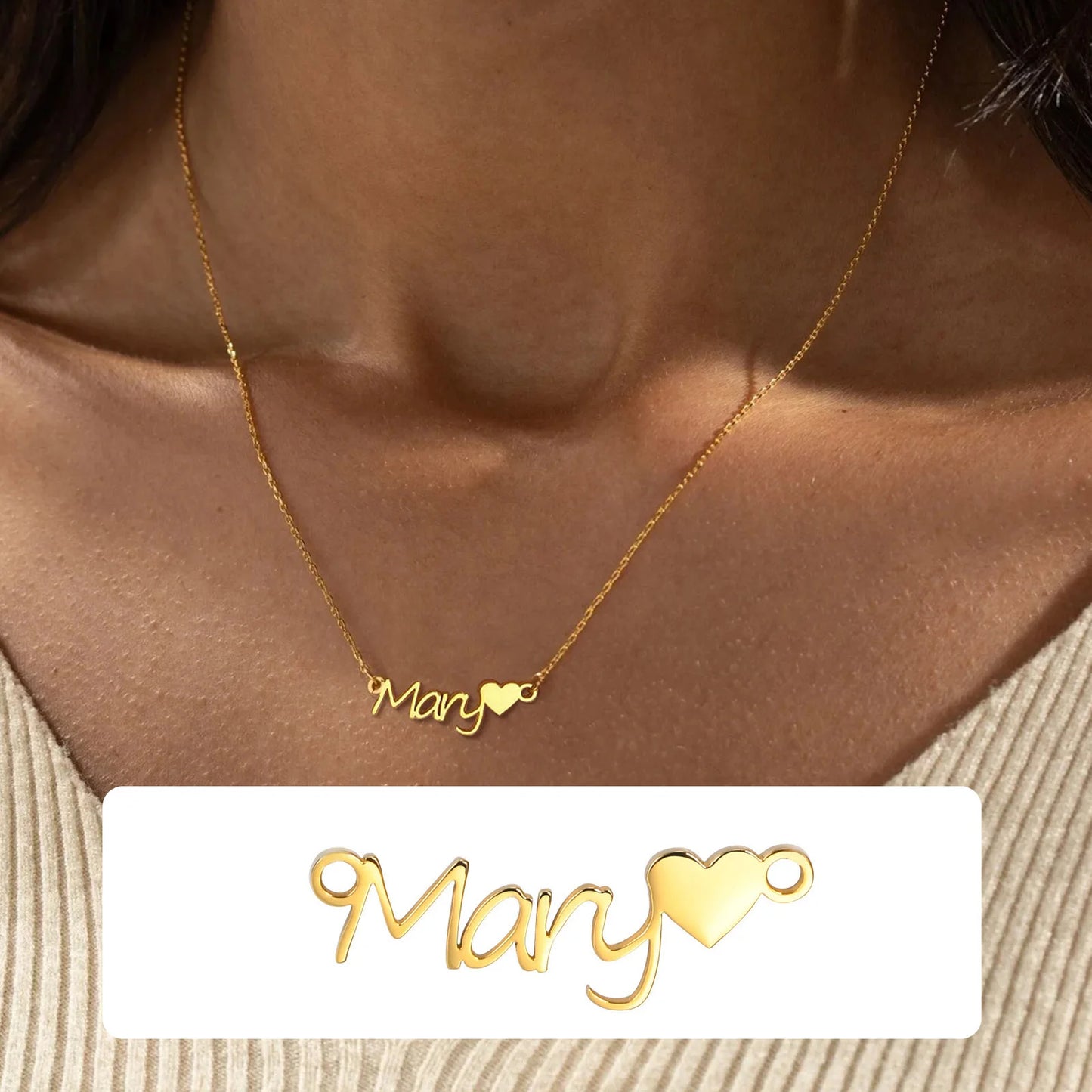 Customized Name Necklace For Women, Adjustable Chain Paperclip/ Curb / Cable/ Figaro Link, Gold Plated Personalized Gift