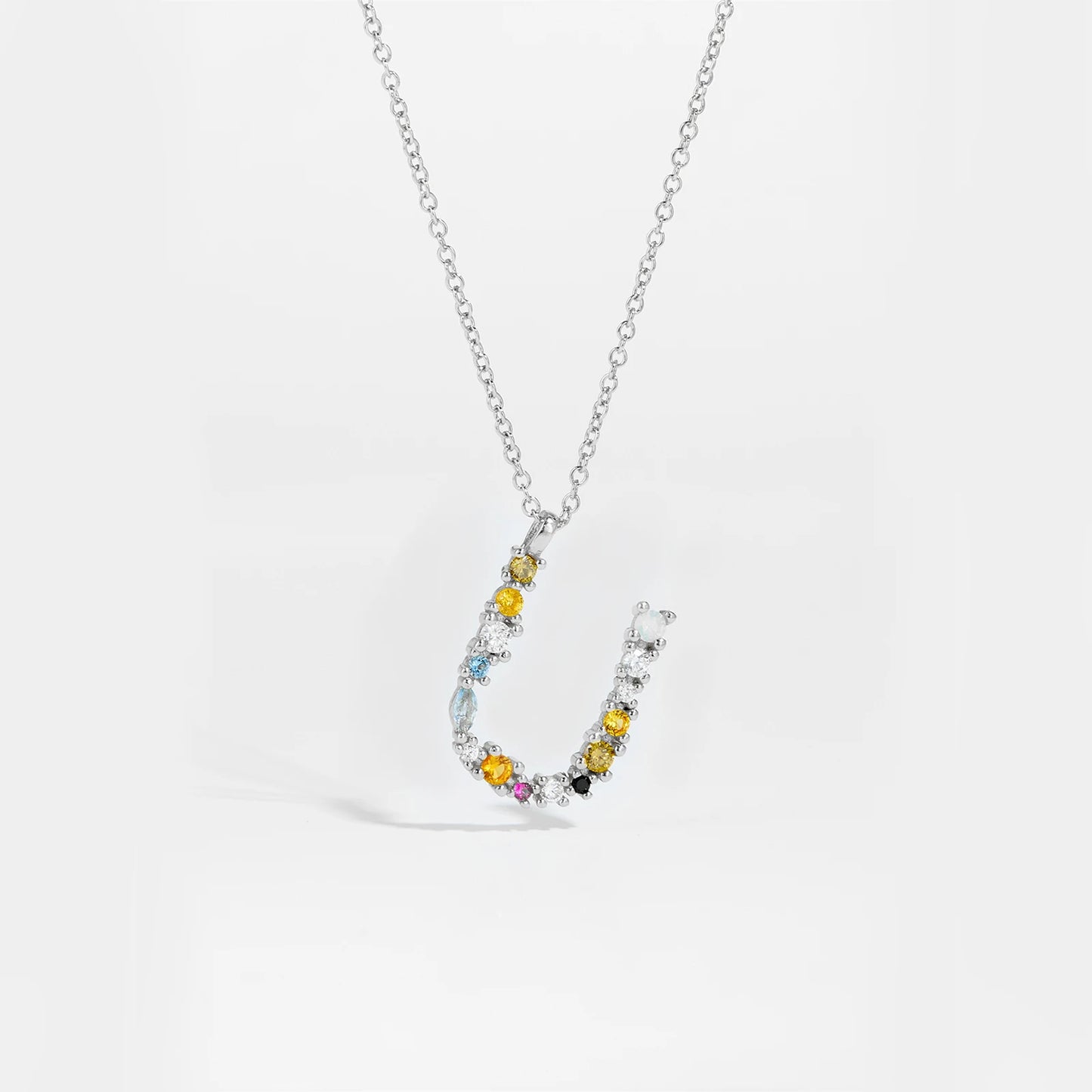 ANDYWEN 925 Sterling Silver Gold Letter M Pendant Initial F Alphabet Necklace Monogram Opals 2020 Women Accessories Jewelry