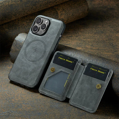 Luxury Leather Wallet Phone Case for iPhone 17 16 Pro 15 14 13 12Pro 11 XS Pro Max Compatible Magnetic MagSafe Wireless Charging