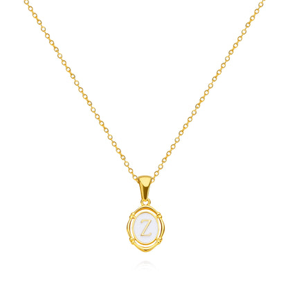 A-Z Letter Initial Enamel Necklace For Women Gold Color Stainless Steel Chain Exquisite Pendant Necklace Fashion Jewelry Gift