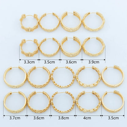 Gold Plated Earrings for Women 2024 Trending Copper Round Hoop Earrings New Waterproof Piercing Chunky Ear Jewelry Accessories