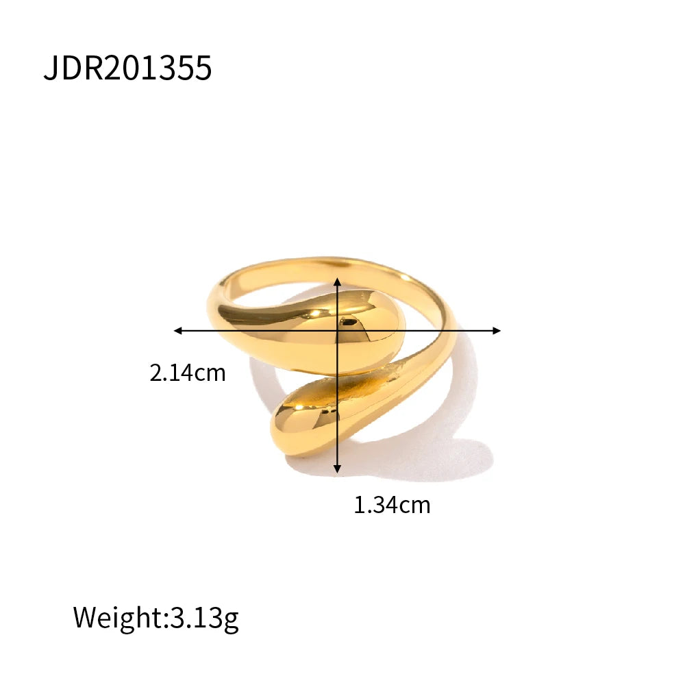 Youthway 18K Gold Plated Stainless Steel Colorblock Adjustable Cross Cut Ring for Women Jewelry Accessories