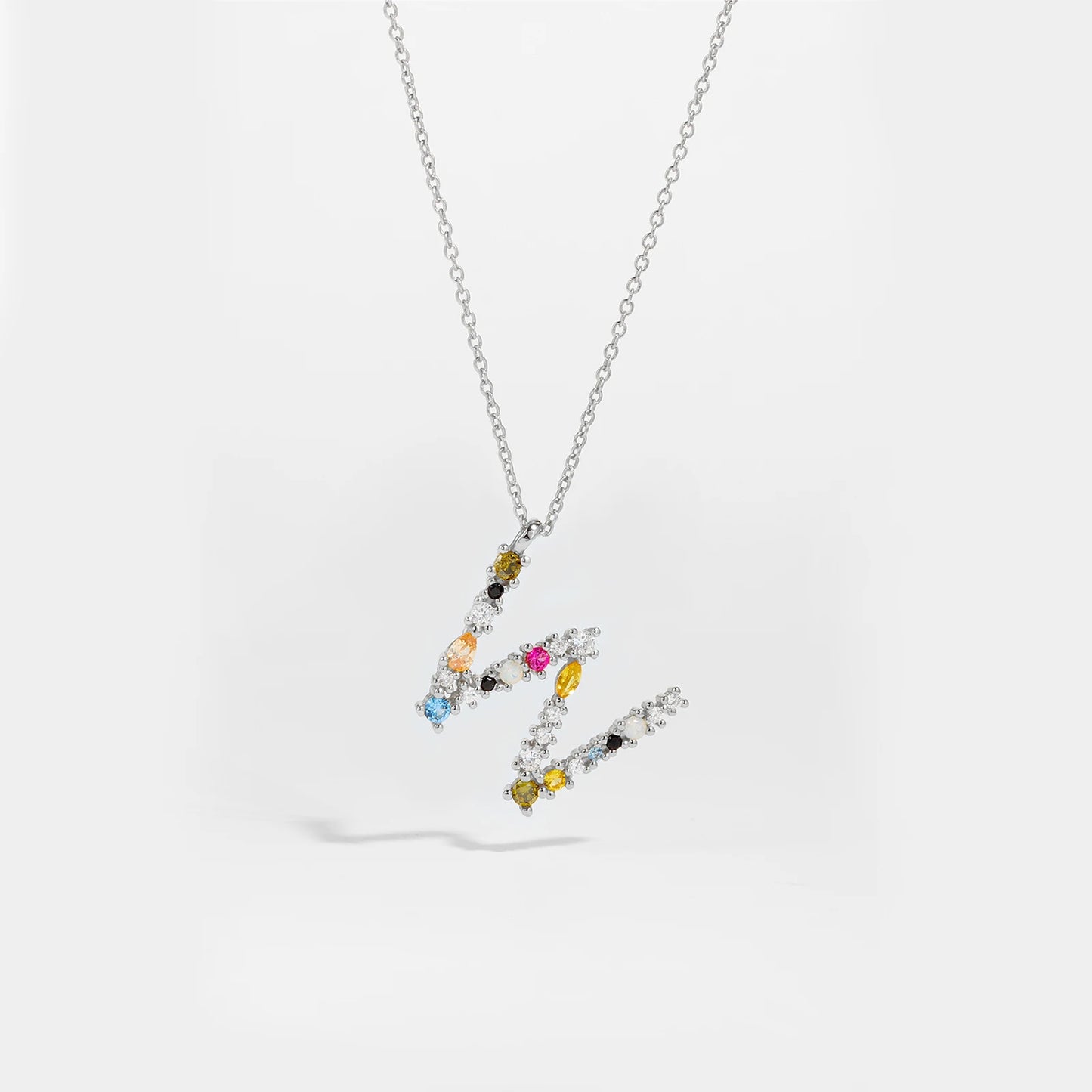 ANDYWEN 925 Sterling Silver Gold Letter M Pendant Initial F Alphabet Necklace Monogram Opals 2020 Women Accessories Jewelry