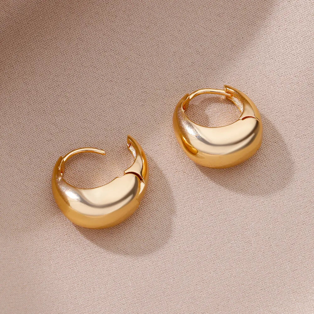 Chunky Drop Hoop Earrings for Women Stainless Steel Gold Color Piercing Earring New In Trend Jewelry aretes mujer free shipping