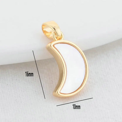 14K Gold Color Brass with Shell Moon Star Heart Cross Charms Pendants Necklace Earrings Jewelry Making Supplies Accessories