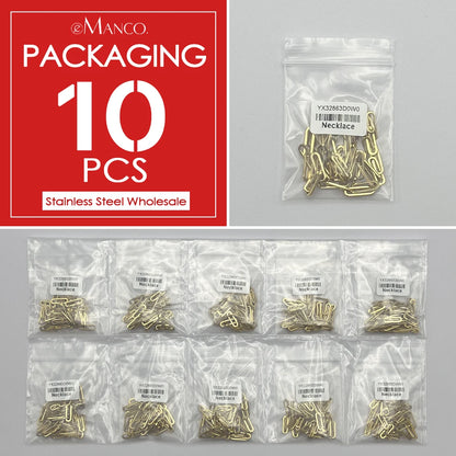 eManco 10PCS Paperclip Link Chain Women Necklace Stainless Steel Gold Color  Necklace Link chain  Jewelry Hot wholesale