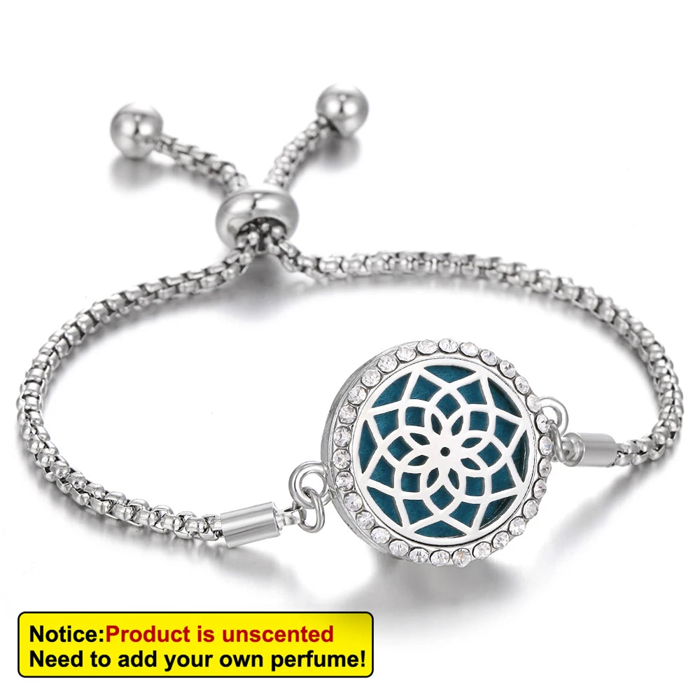 Aromatherapy Bracelet Diffuser Jewelry Tree of Life Locket Bracelets Crystal Perfume Essential Oil Diffuser Bracelet Women Men