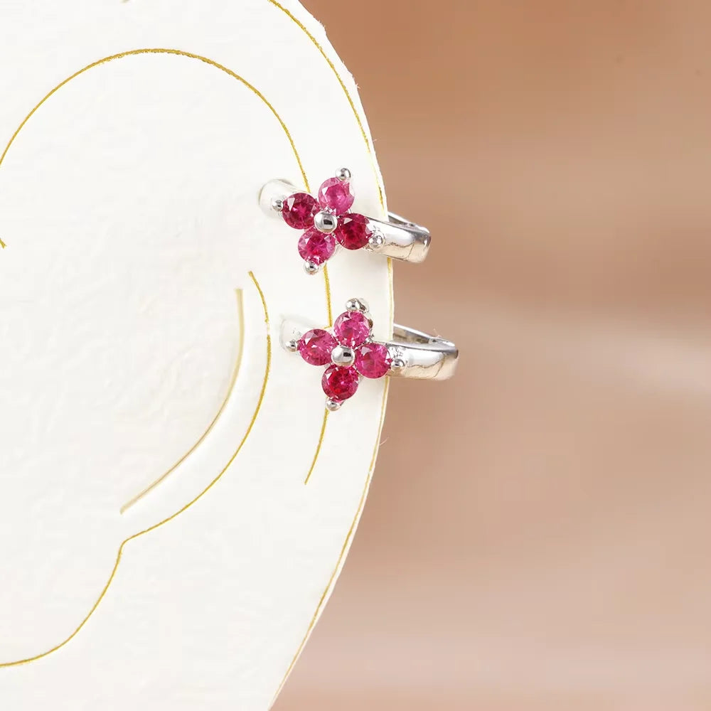 Fashion 6/8/10mm Stainless Steel Zircon Flower Hoop Earring Small Gold Color Circle Hoops Huggie Piercing Earring Trendy Jewelry