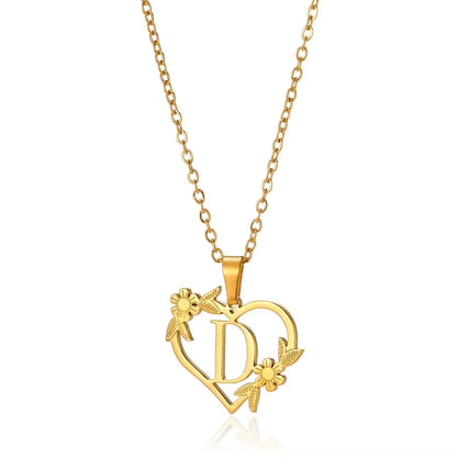 Initial Letter Stainless Steel Pendant Necklace for Women Fashion Gold Color Chain A-Z Alphabet Clavicle Necklaces Jewelry Gift