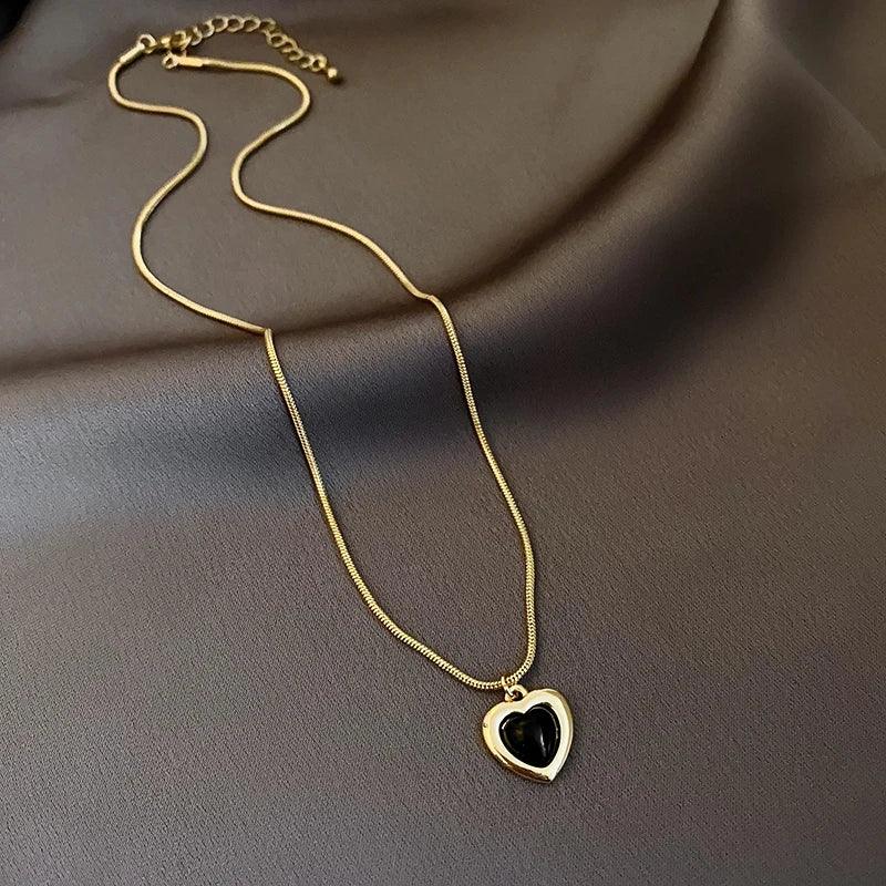 2024 Mothers Day Red Heart Pendant Stainless Steel Gold Color Chain Necklace for Women Non Fading Jewelry Sweet Accessories Gift