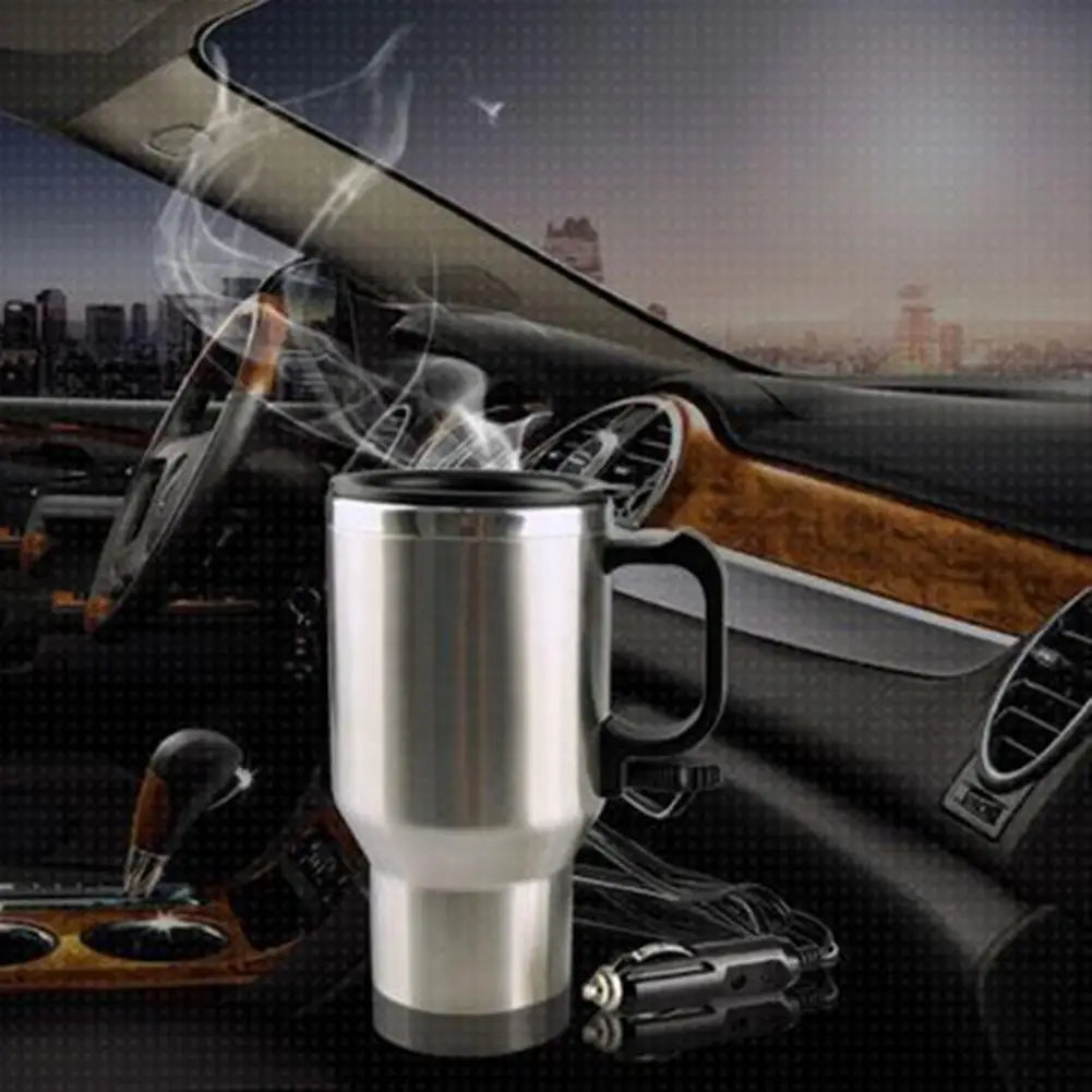 450ml Car Heating Cup Stainless Steel Electric In-car Travel Heating Cup 12V Hot Water Bottle for Heating Water Coffee Milk Tea