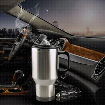 450ml Car Heating Cup Stainless Steel Electric In-car Travel Heating Cup 12V Hot Water Bottle for Heating Water Coffee Milk Tea