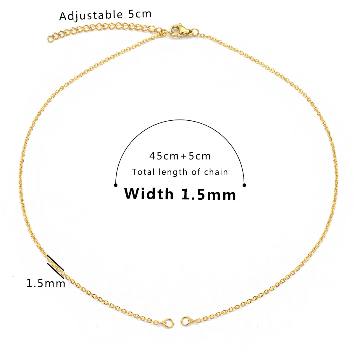 5pcs Stainless Steel 18K Gold Plated Double Jump Ring Adjustable Cuba Chain ewelry Making DIY Connector Charm Pendants Necklace