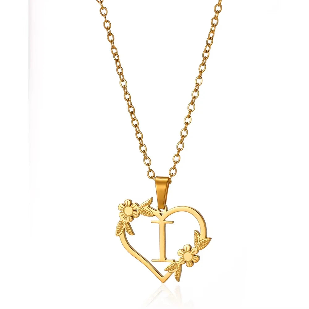 Initial Letter Stainless Steel Pendant Necklace for Women Fashion Gold Color Chain A-Z Alphabet Clavicle Necklaces Jewelry Gift