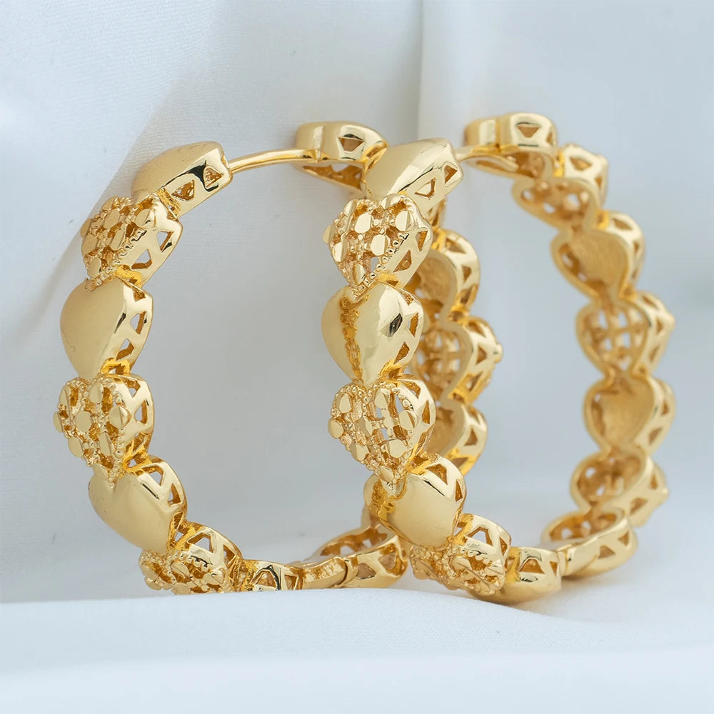 Gold Plated Earrings for Women 2024 Trending Copper Round Hoop Earrings New Waterproof Piercing Chunky Ear Jewelry Accessories