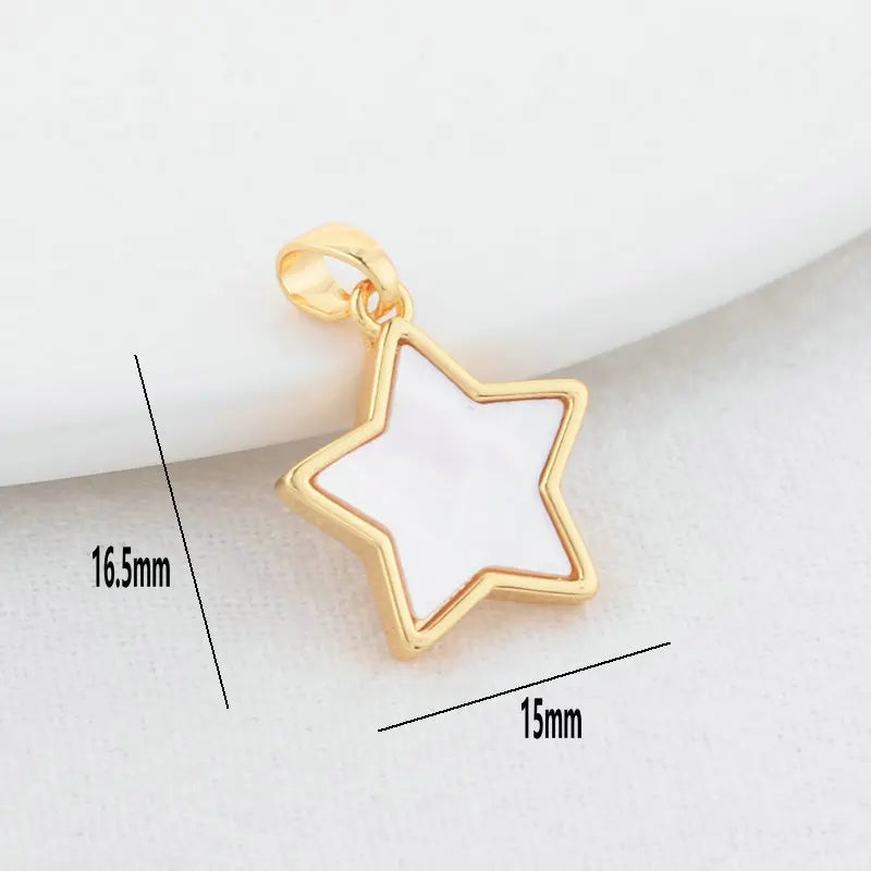 14K Gold Color Brass with Shell Moon Star Heart Cross Charms Pendants Necklace Earrings Jewelry Making Supplies Accessories