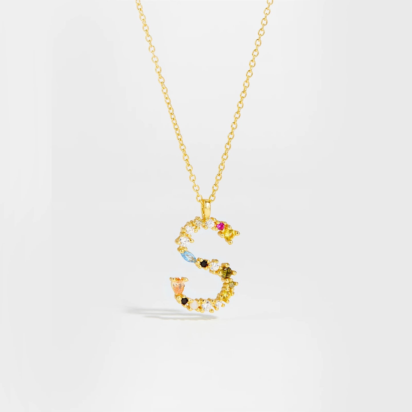 ANDYWEN 925 Sterling Silver Gold Letter M Pendant Initial F Alphabet Necklace Monogram Opals 2020 Women Accessories Jewelry