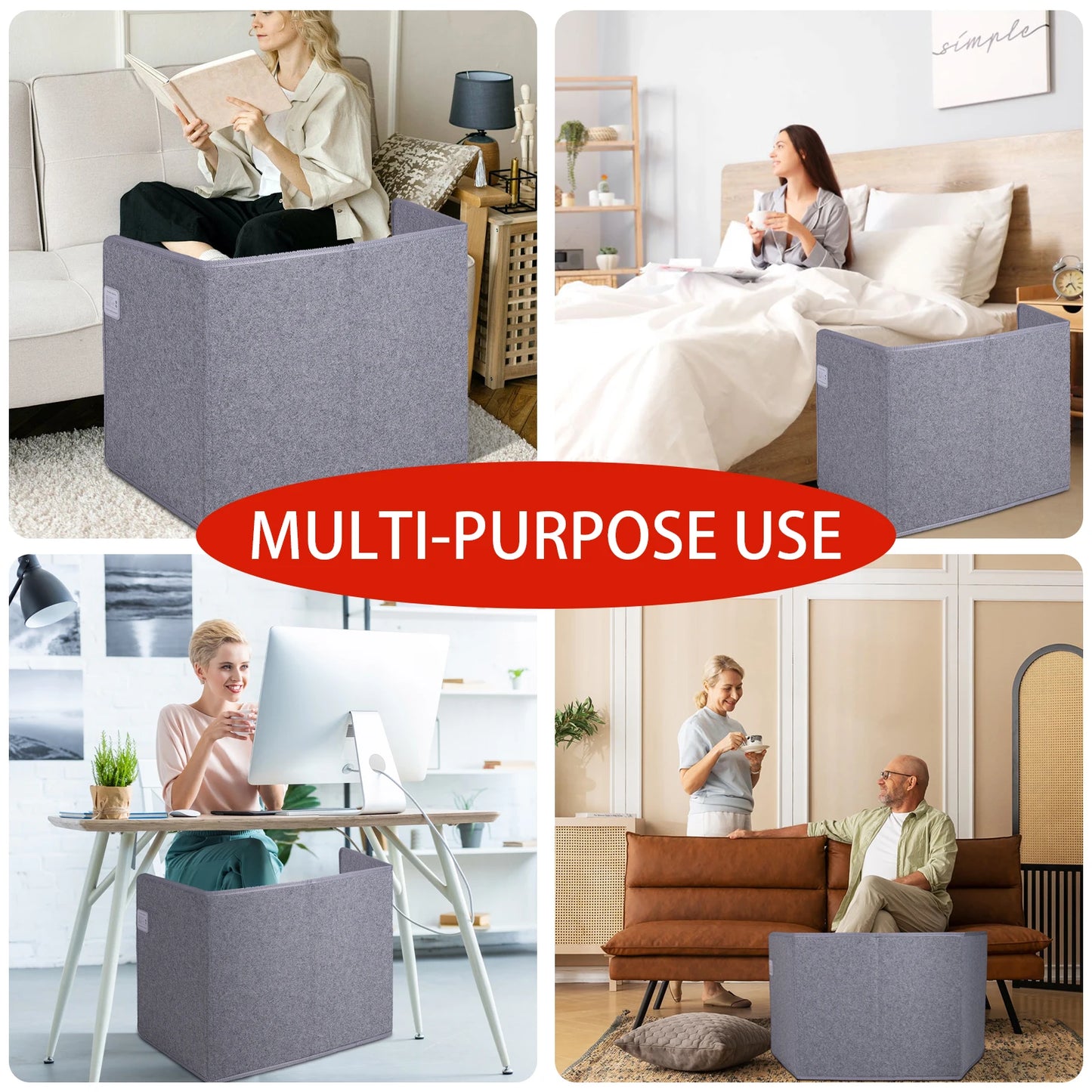 Quiet Floor Foot Warmer Under Desk W/ Thermostat & Timer Personal Electric Panel Space Heater Portable And Safe Electric Heater