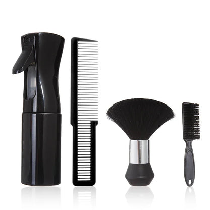 4pcs Professional Barbershop Tools Spray Bottle Comb Nylon Bristle Beard Brush Hair Cleaning Brush Salon Styling Accessories