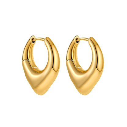 Smooth Round Chunky Hoop Earrings for Women Girls Gold Plated Wide Thick Geometric Metal Statement Earrings Vintage Jewelry Gift