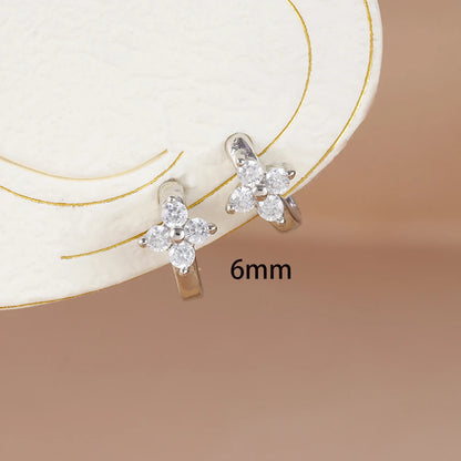 Fashion 6/8/10mm Stainless Steel Zircon Flower Hoop Earring Small Gold Color Circle Hoops Huggie Piercing Earring Trendy Jewelry