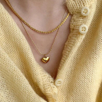 2024 Mothers Day Red Heart Pendant Stainless Steel Gold Color Chain Necklace for Women Non Fading Jewelry Sweet Accessories Gift