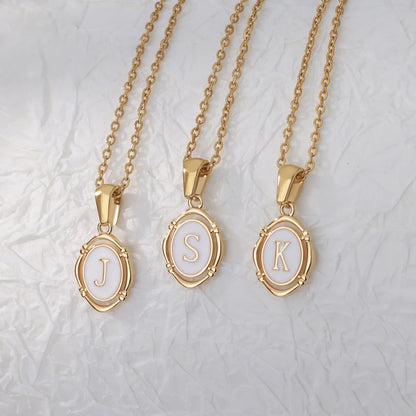 A-Z Letter Initial Enamel Necklace For Women Gold Color Stainless Steel Chain Exquisite Pendant Necklace Fashion Jewelry Gift