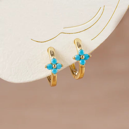 Fashion 6/8/10mm Stainless Steel Zircon Flower Hoop Earring Small Gold Color Circle Hoops Huggie Piercing Earring Trendy Jewelry