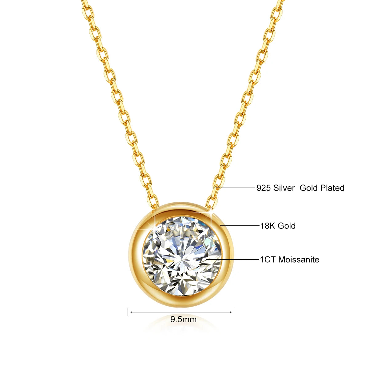 Szjinao 100% Real 18K Gold Heart Necklace 9mm 3ct Moissanite Pendant K Gold Luxury Wedding Jewelry With Certificate Wholesale