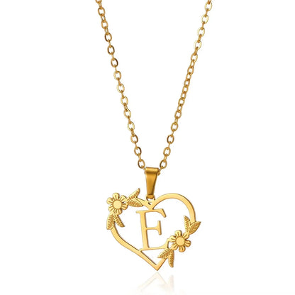 Initial Letter Stainless Steel Pendant Necklace for Women Fashion Gold Color Chain A-Z Alphabet Clavicle Necklaces Jewelry Gift