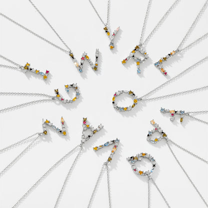 ANDYWEN 925 Sterling Silver Gold Letter M Pendant Initial F Alphabet Necklace Monogram Opals 2020 Women Accessories Jewelry