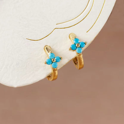 Fashion 6/8/10mm Stainless Steel Zircon Flower Hoop Earring Small Gold Color Circle Hoops Huggie Piercing Earring Trendy Jewelry