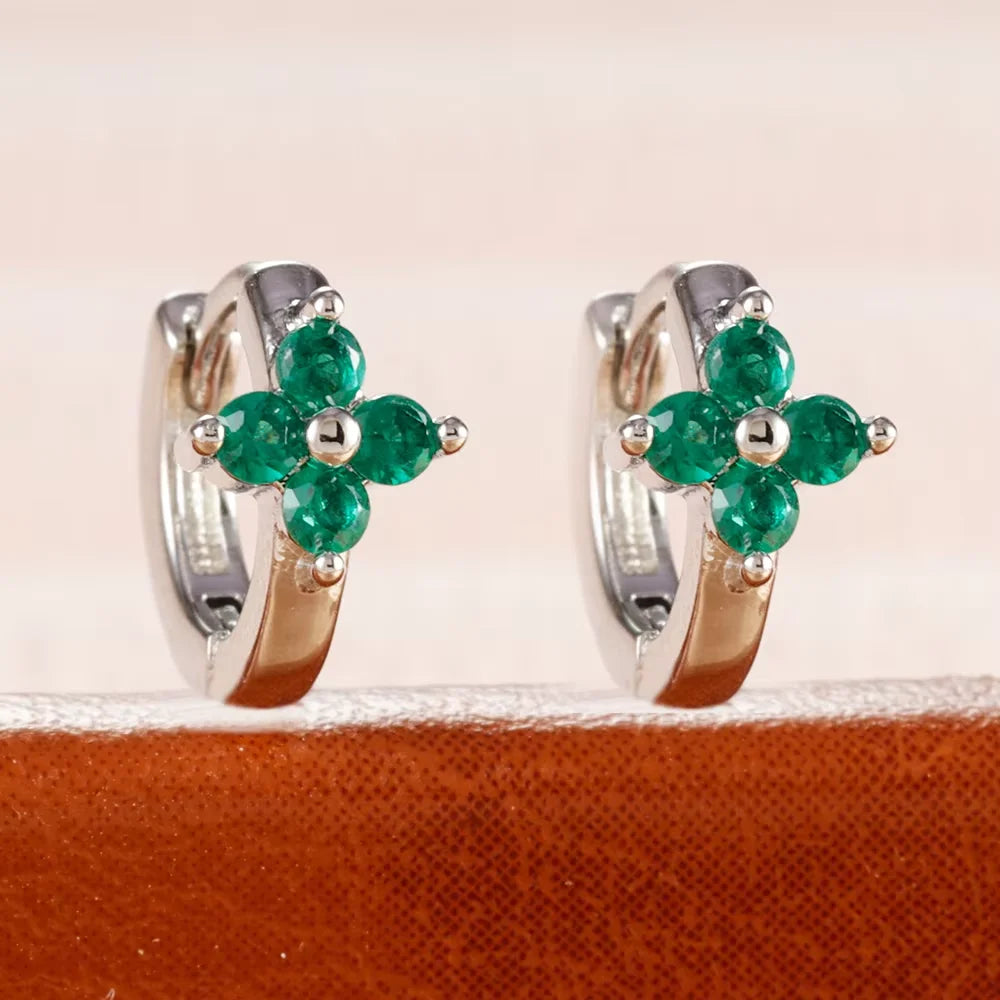 Fashion 6/8/10mm Stainless Steel Zircon Flower Hoop Earring Small Gold Color Circle Hoops Huggie Piercing Earring Trendy Jewelry