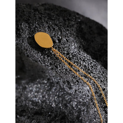 Yhpup Exquisite Stylish Processed Opal Stone Minimalist Small Chic Pendant Necklace 18k Gold Plated Jewelry for Women Gift