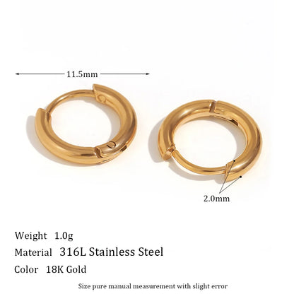 2023 Trendy Basic Clear Gemstone Crystal Paved Huggie Hoop Earring Waterproof Stainless Steel Round Gold Plated Woman Earring