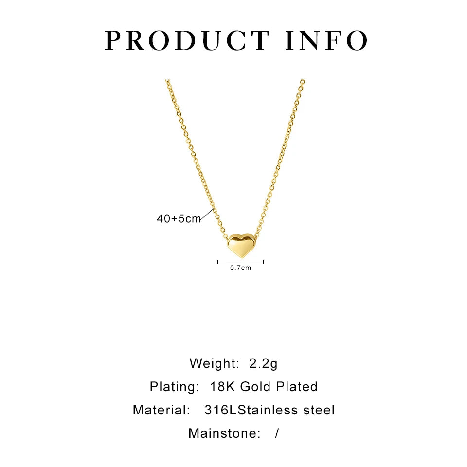 Peri'sbox Exquisite Mini Small Heart Pendant Necklace for Women Anti-Tarnish 18K Gold Plated Clavicle Chain Minimalist Jewelry