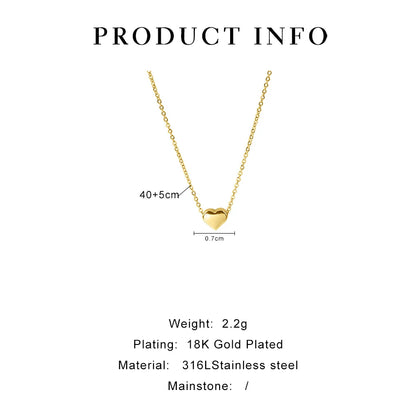 Peri'sbox Exquisite Mini Small Heart Pendant Necklace for Women Anti-Tarnish 18K Gold Plated Clavicle Chain Minimalist Jewelry