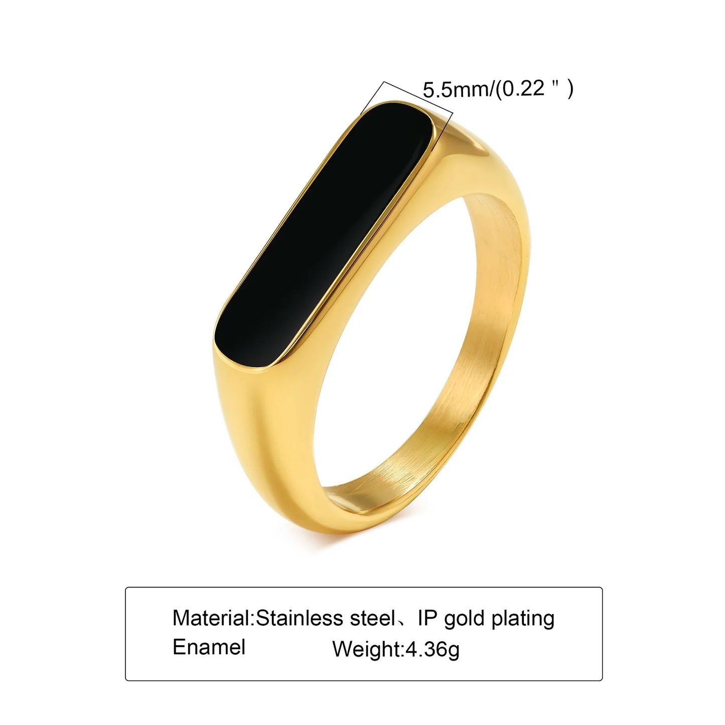 Signet Bar Ring in Gold Color, Minimalist Geometric Ring,Stainless Steel Rectangle Bar Dainty Ring